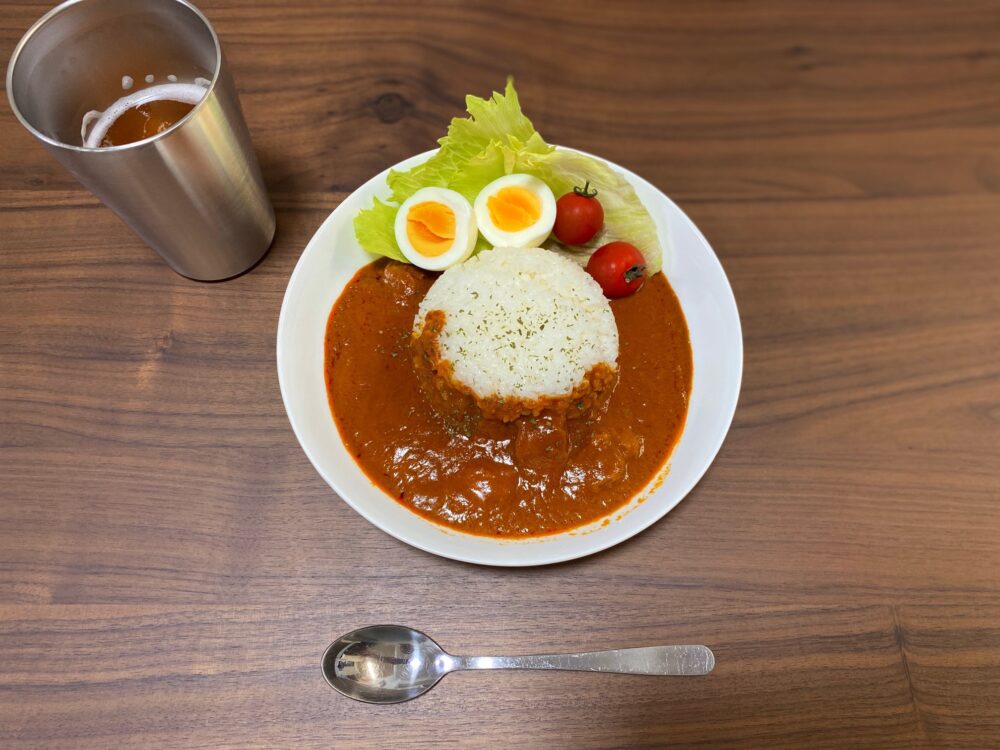 無印良品バターチキンカレー美味しくみせる方法・アレンジ 完成しました